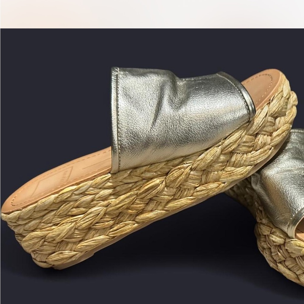 Dolce Vita Silver Metallic Slide Espadrille Wedge - Picture 3 of 4